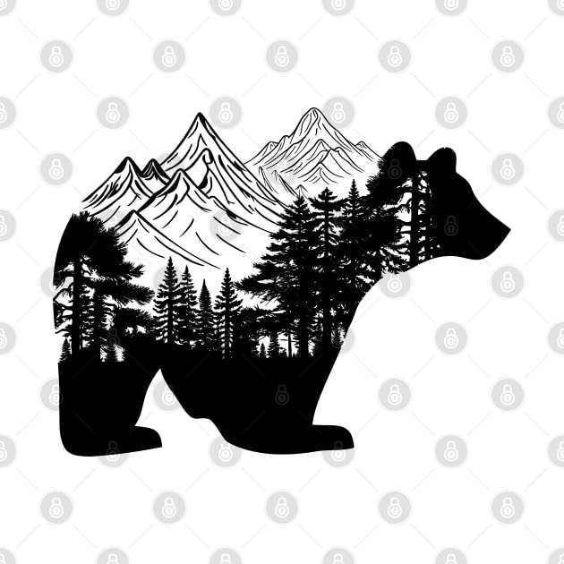 Bear with mountains and forest by AnnArtshock