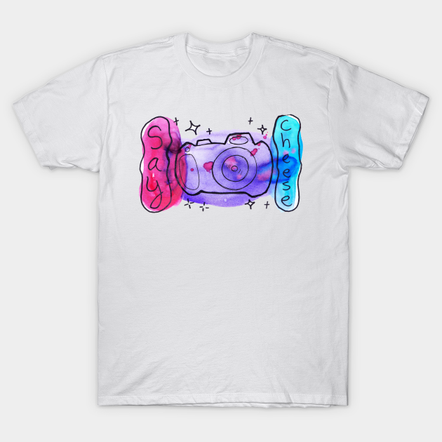 Discover Watercolor Camera Say Cheese - Camera - T-Shirt