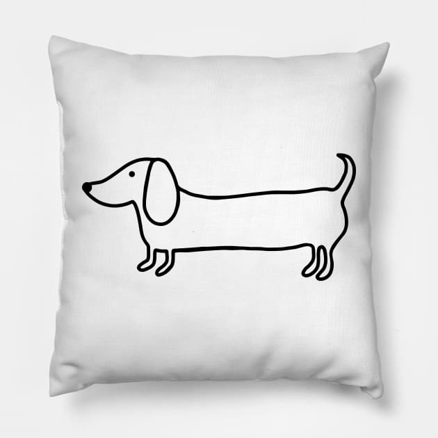 Simple dachshund black drawing Pillow by bigmoments