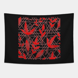 CUTE COOL RED PATTERN GEOMETRIC SHAPE LEAF SEAMLESS PATTERN Tapestry