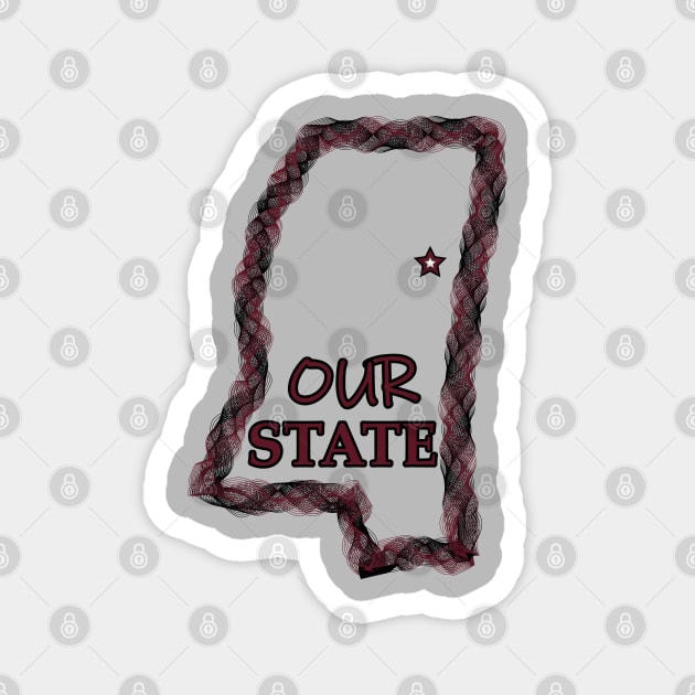 Our State MS Wreath - Maroon & Black Magnet by ObscureDesigns