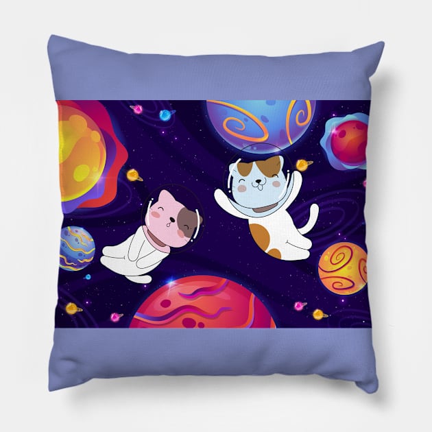 cats in space Pillow by PEoNyByPhuc