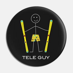 Funny Mens Telemark Skier design Pin