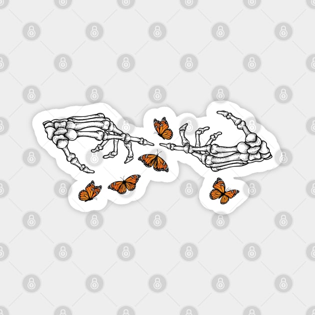 Skeleton Hands and Monarch Butterflies Magnet by HolidayBug