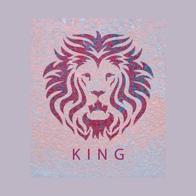 'KING' Lion Head - Fuchsia by sleepingdogprod