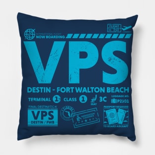 Vintage Destin Fort Walton Beach VPS Airport Code Travel Day Retro Travel Tag Florida Pillow