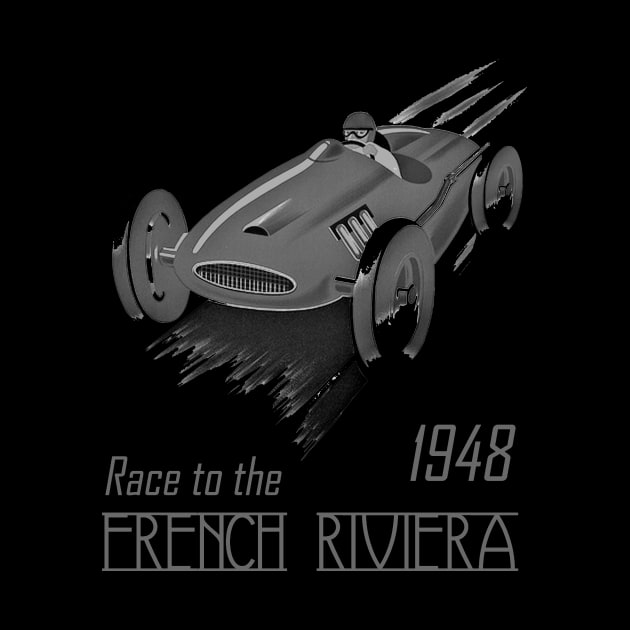 Vintage Race Car-French Riviera-1948 by WickedNiceTees