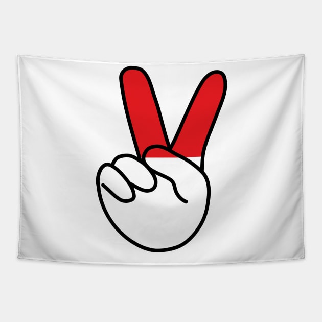 Indonesia Flag V Sign Tapestry by DiegoCarvalho