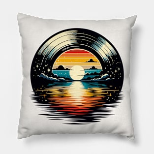 Retro Sunset Vinyl Pillow