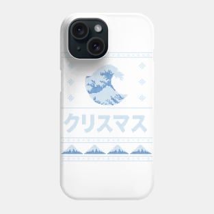 Light Blue and Blue Japanese Ugly Christmas Aesthetic Great Wave Phone Case