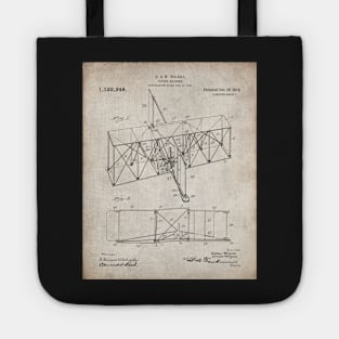 Wright Brothers Machine Patent - Airplane Art - Antique Tote