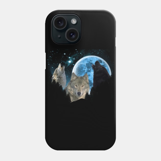 Wolves Twilight Blue Moon Phone Case by Ratherkool