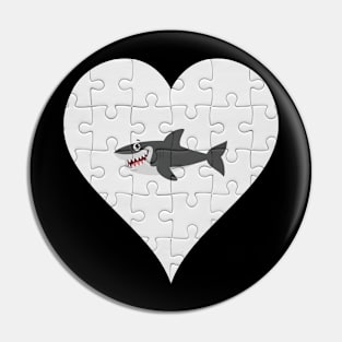 Jigsaw  Shark Heart Design - Fish Shark Pin