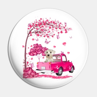 Valentine's Day Love Pickup Truck White Labrador Pin