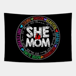 She is Mom Religious Believe Verses Christian Mothers Day Tapestry