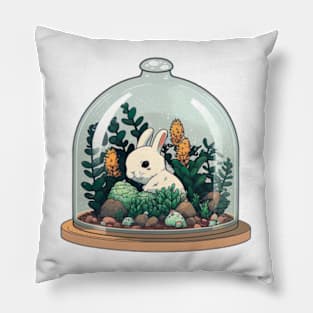 Little Bunny in a Terrarium Pillow