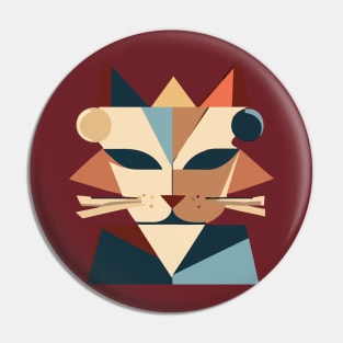 Geometric Cat Face Abstract Shapes Pin