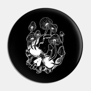 Overgrown skull. Mushrooms. Death - Life Pin