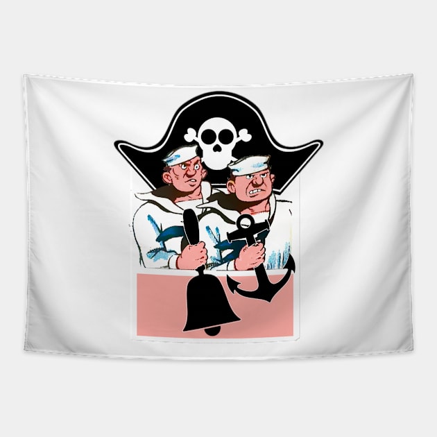 Marines with bell and pirate hat Tapestry by Marccelus