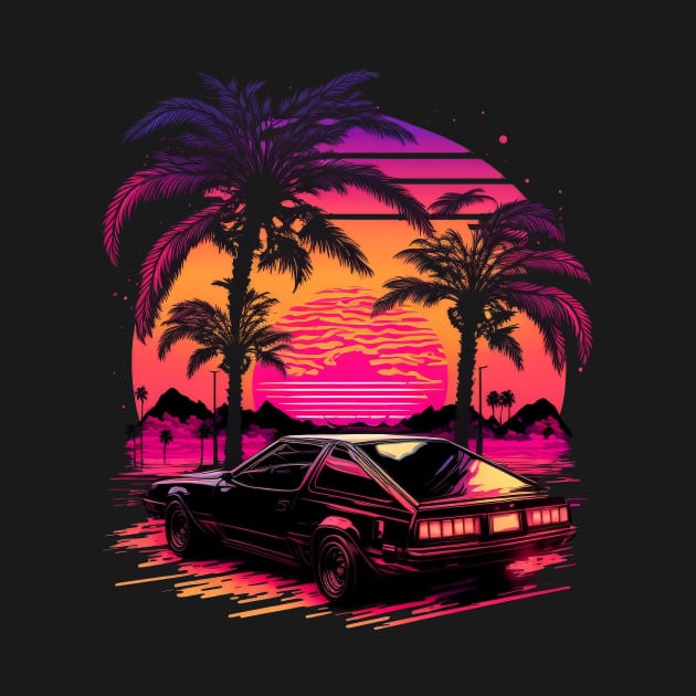 Retro Car in Synthwave Style by Snoe