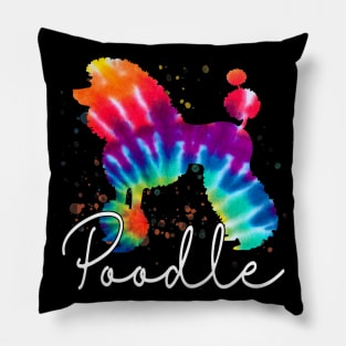 Poodle Dog Tie Dye Rainbow Pillow