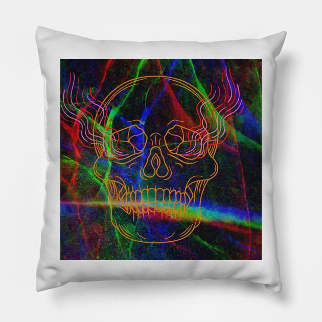 Glitch Skull Pillow by KylePrescott