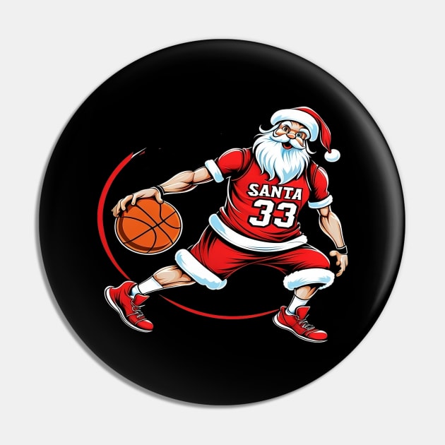 Santa Slam Dunk, Merry Christmas Gift, Basketball Gift Pin by Customo