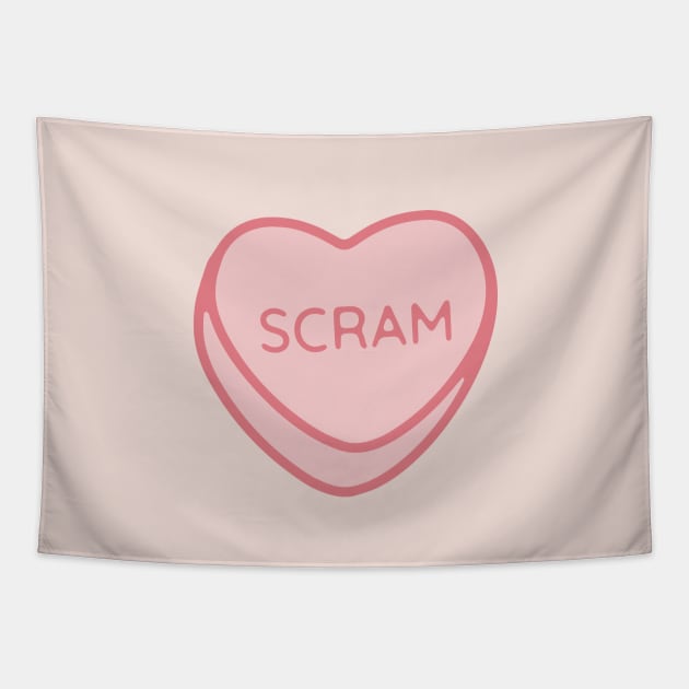 Pink Candy Conversation Heart Scram Tapestry by maura41