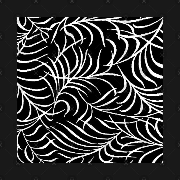 PALM LEAF ABUNDANCE PATTERN BLACK AND WHITE by Overthetopsm