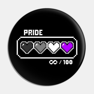 Asexual Pride Videogame Life Bar Hearts Pin