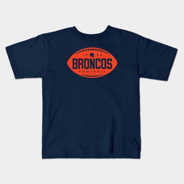 deadmansupplyco Vintage Football Shape - Denver Broncos (Orange Broncos Wordmark) Kids T-Shirt