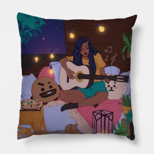 Girl with guitar Pillow