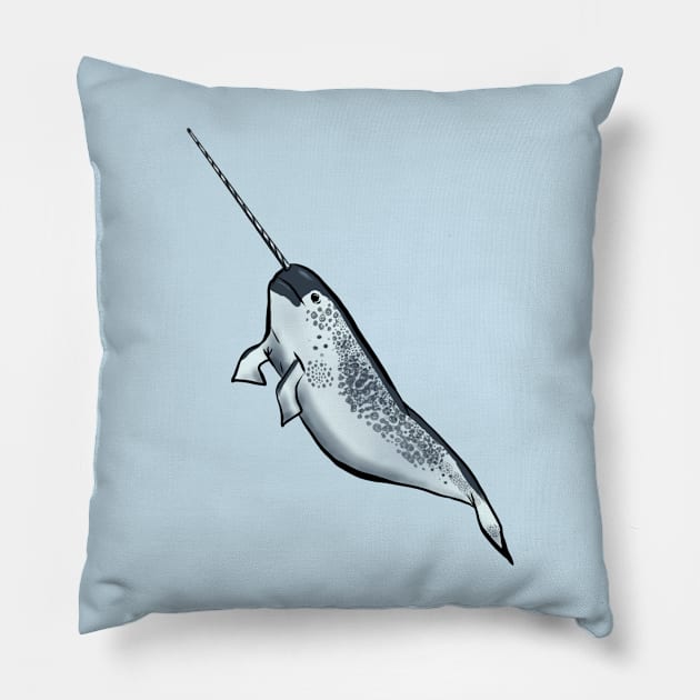 Adorable Leaping Narwhal Pillow by Storyfeather