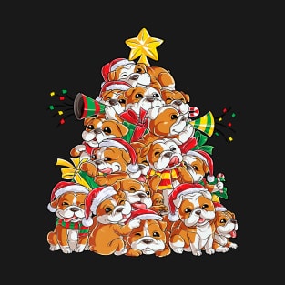 Dog English BullChristmas Tree Xmas 86 paw T-Shirt