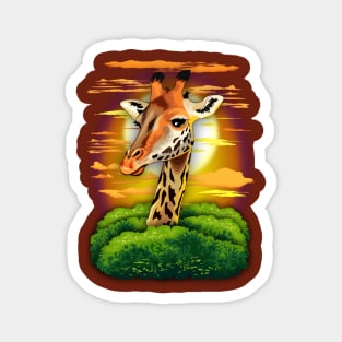 Giraffe on Wild African Savanna Sunset Magnet