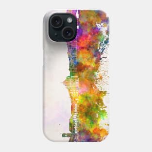 Coimbra skyline in watercolor background Phone Case