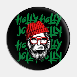 Christmas Holly Jolly BigFoot Pin