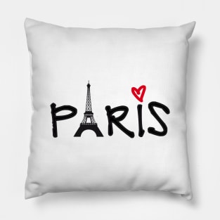 Paris with Eiffel tower and red heart Pillow