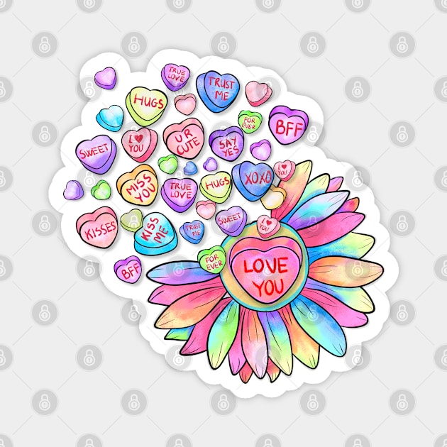 Flowers And Candy For Valentine's Day Magnet by ThriceCursedPod