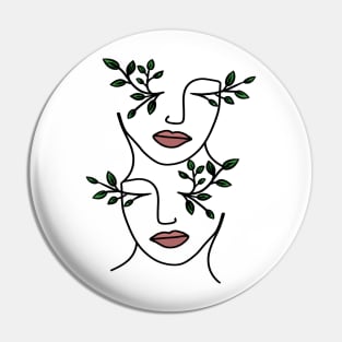 Line art face Pin