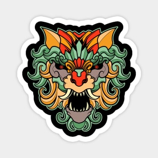 ETHNIC ORNAMENT WOLF HEAD ILLUSTRATION Magnet