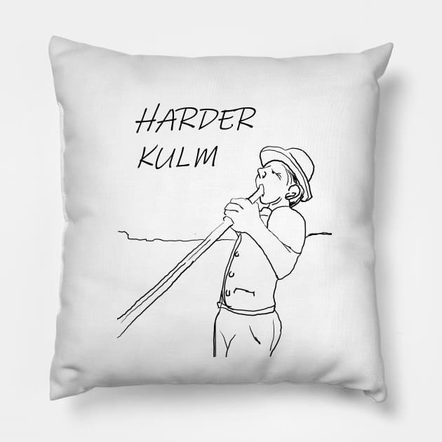 Harder Kulm Boy Blowing Horn Pillow by AmitDesignsTees