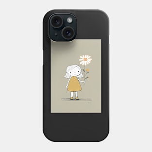 Cute Girl with Flower Illustration Phone Case