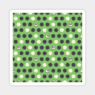 Polka Dots and Scattered Skulls - Halloween Pattern - Bright Colors Magnet