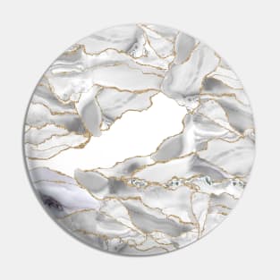 White and Gold Glitter Agate Pin