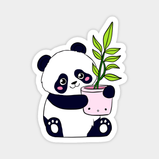 Cute panda holding a plant Magnet