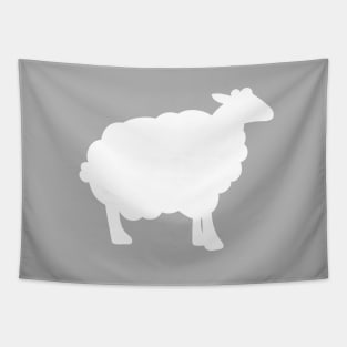 Sheep Silhouette Pattern in White and Grey Tapestry