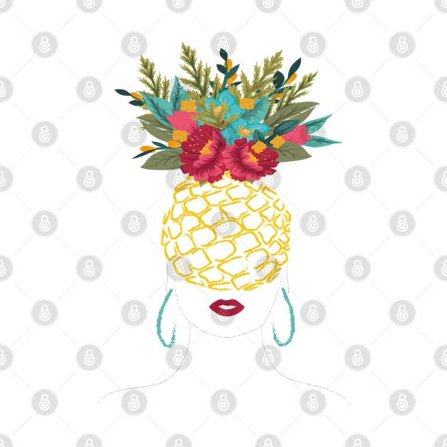 Pineapple floral woman by Maia Pretty Designs