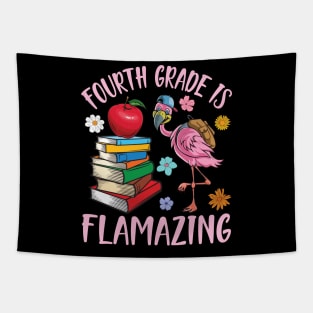 Flamingo Student Happy Back School Fourth Grade Is Flamazing Tapestry