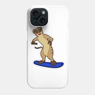 Meerkat as Snowboarder with Snowboard Phone Case